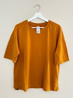 DECATHLON Women’s L Golden Bronze T-Shirt | Cotton Lyocell Stretch Soft Tee EUC